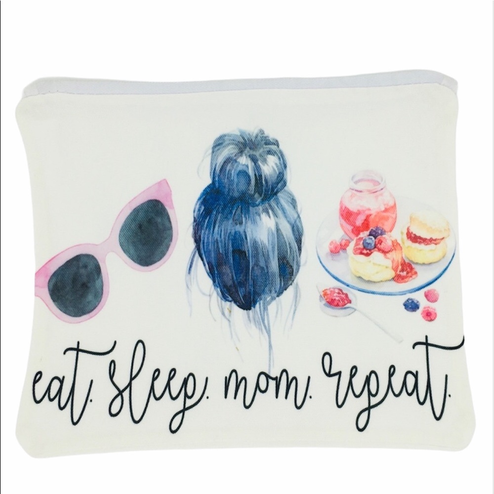 Eat Sleep Mom Repeat Zippered Canvas Bag
